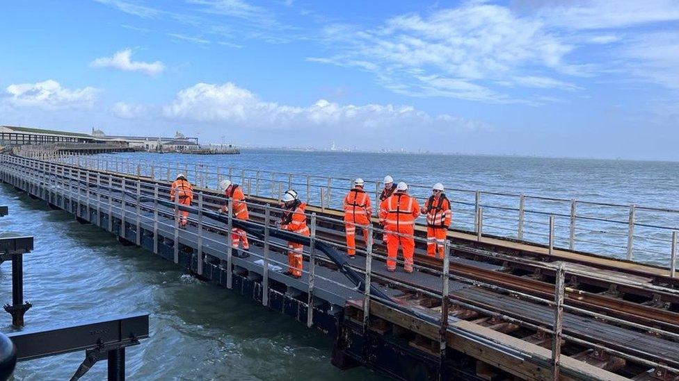 Workers on Ryde Pier