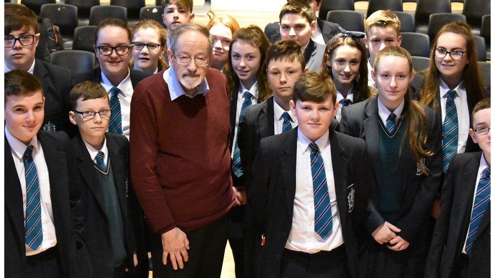 Dr Martin Stern and St Patrick's and St Brigid's College pupils