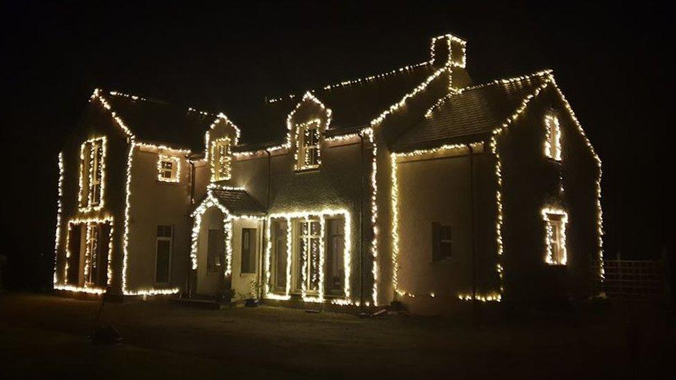 Stephen Wilson's home all lit up for Christmas