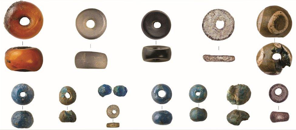 Rows of Bronze Age beads