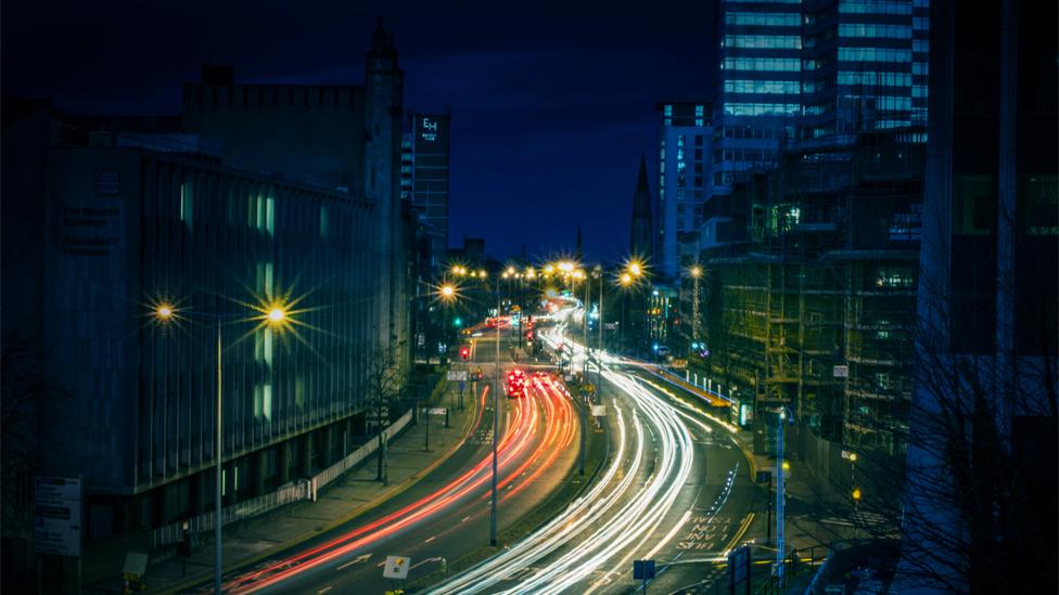 Long exposure shot of Newport Road, Cardiff