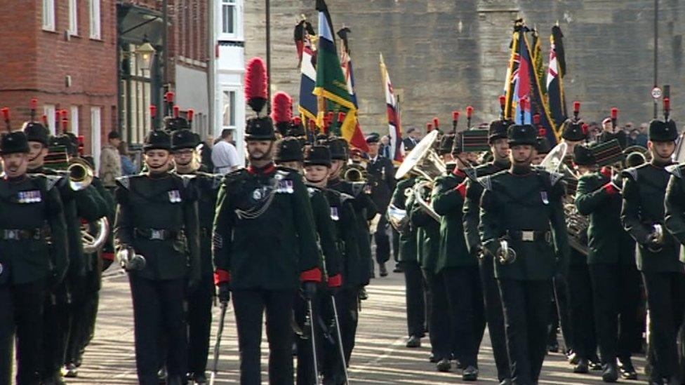 Funeral procession on streets of Portsmouth