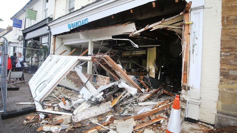 Damaged bank after ram-raid