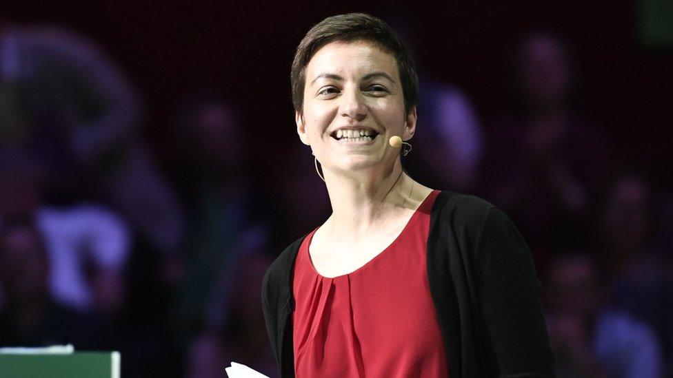 Ska Keller of the European Green Party speaks during a political rally