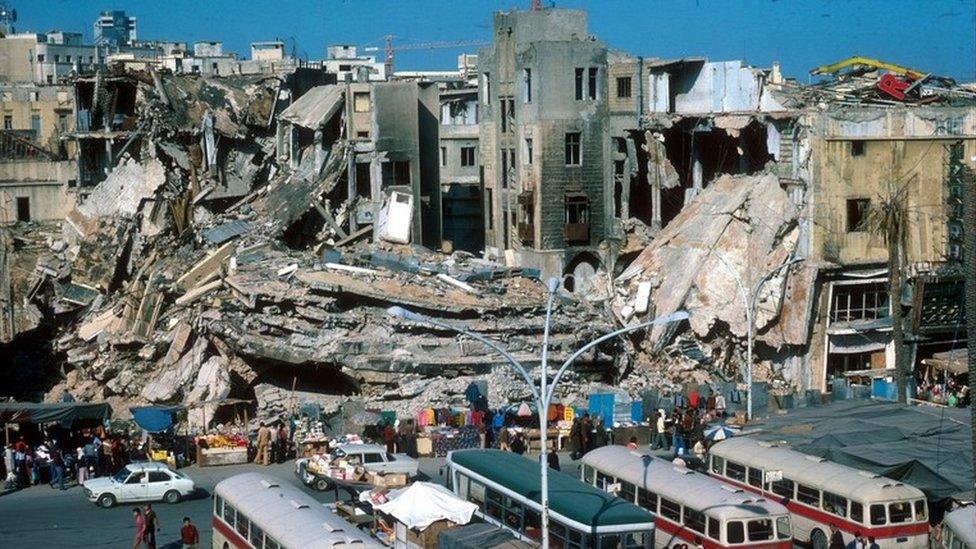 Lebanon Beirut - civil war - Places des Martyres, Old Beirut 1978