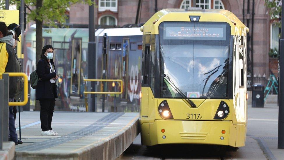 A tram in Manchester