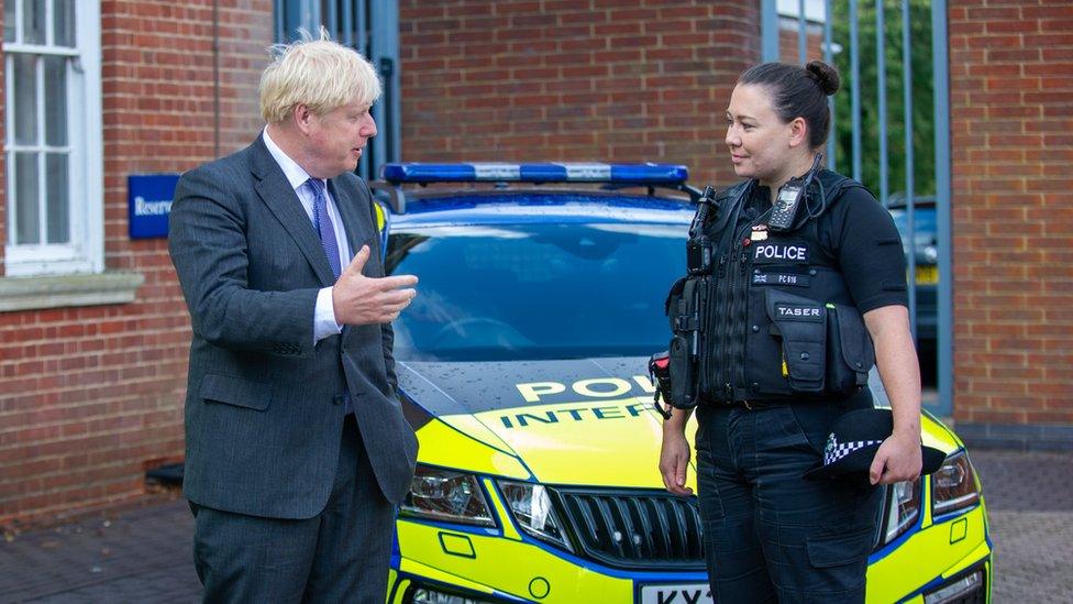 Boris Johnson at Northants Police HQ