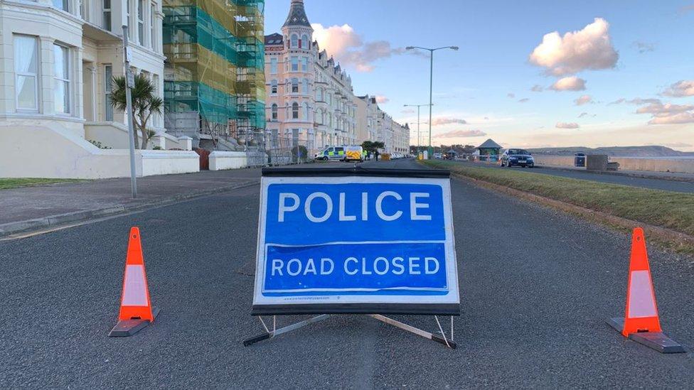 Police 'road closed' sign