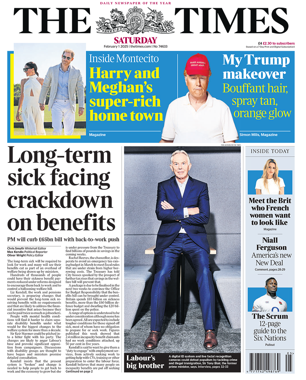 The headline in the Times reads: "Long-term sick facing crackdown on benefits". 