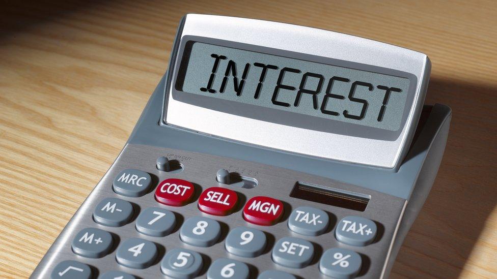 calculator displaying "interest"