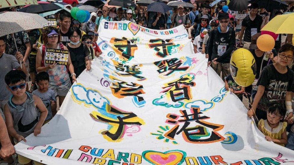 Children-at-a-march-in-Hong-Kong.