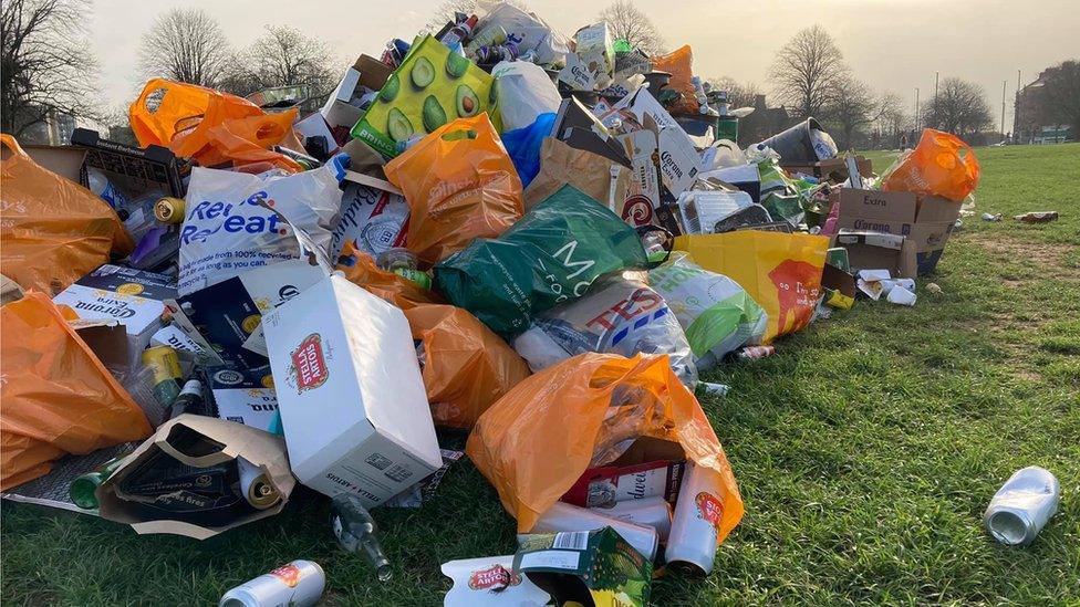 Rubbish on The Downs in Bristol