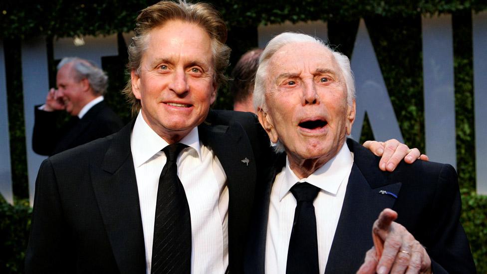 Michael and Kirk Douglas after the Oscars in 2009