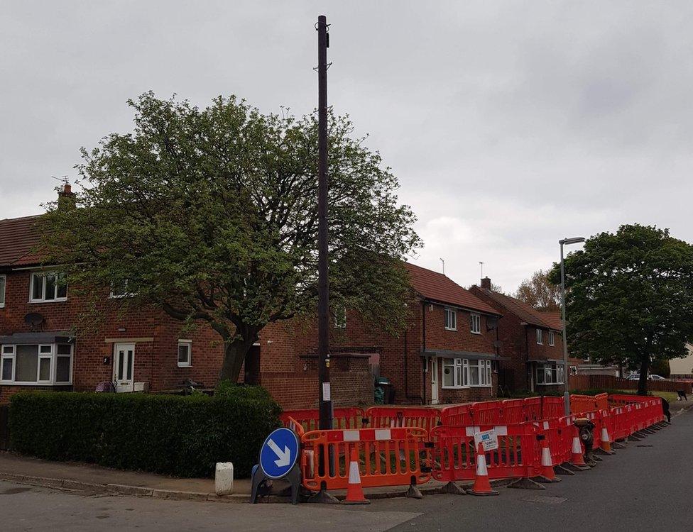 Newly erected fibre broadband pole