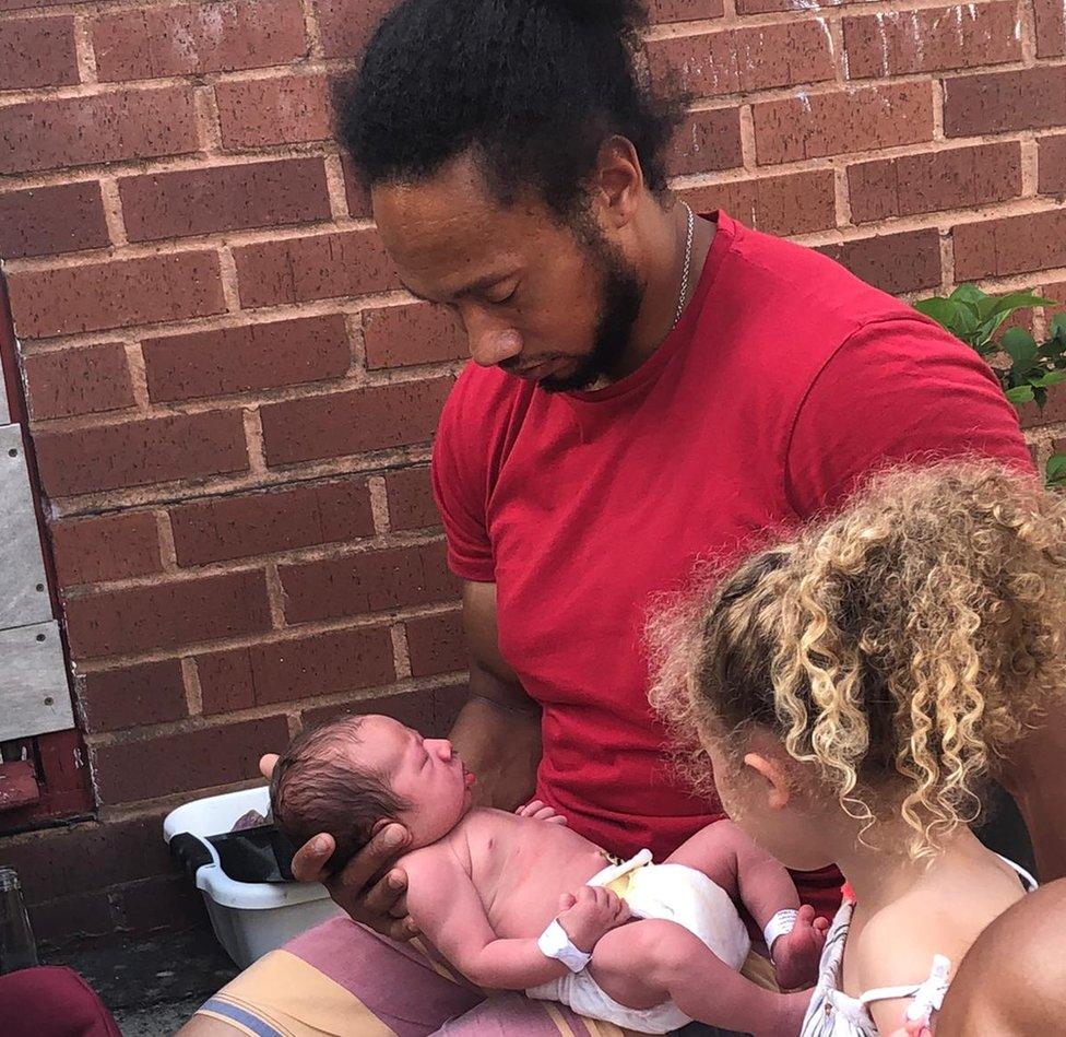 New grandson Leo with father and grandaughter