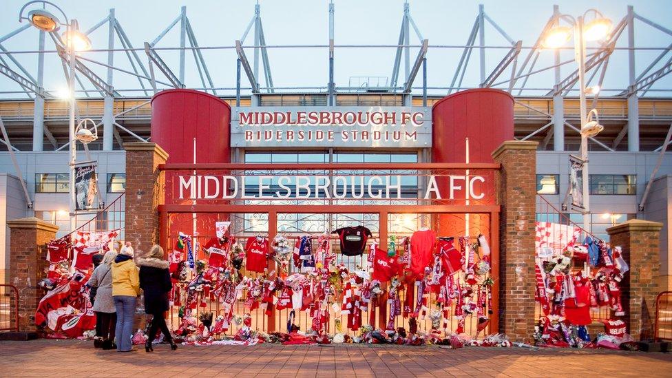 Tributes outside the Riverside Stadium