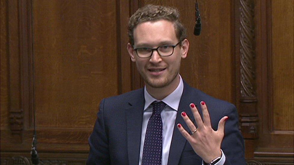 Darren Jones with painted nails in House of Commons