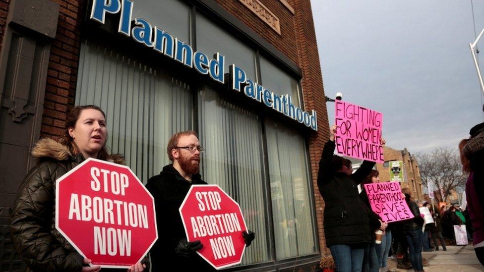 A protest outside a Planned Parenthood clinic