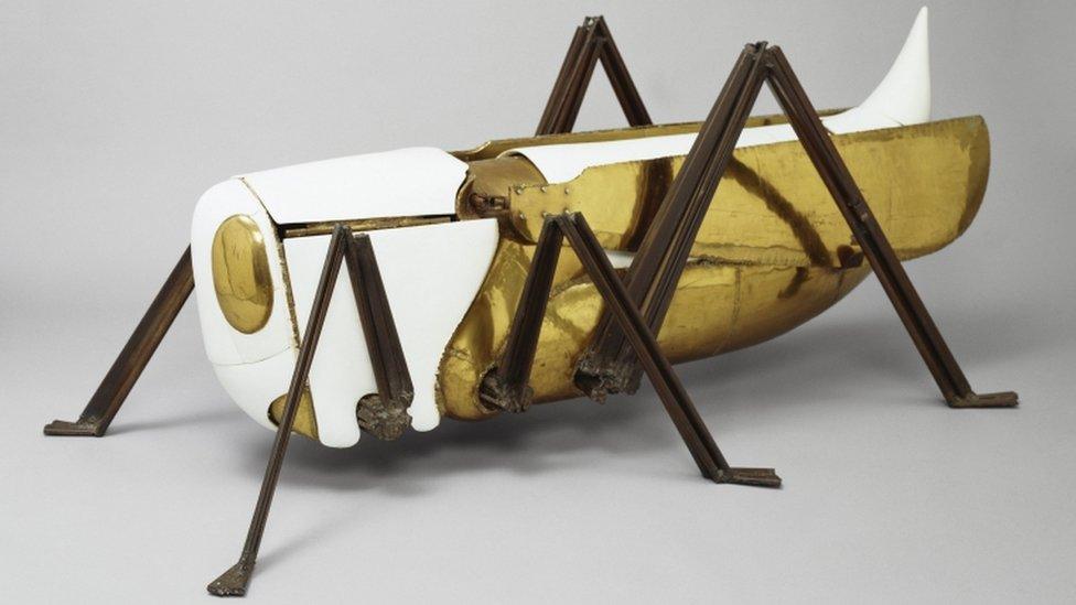 Wine cooler in the form of a giant grasshopper presented to the Duke of Edinburgh by President Pompidou during a state visit to France in 1972