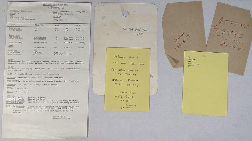 Some of Harrison's Ford's documents including handwritten notes