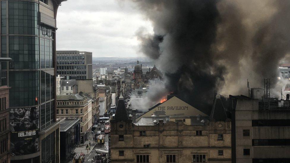 Flames visible from neighbouring streets