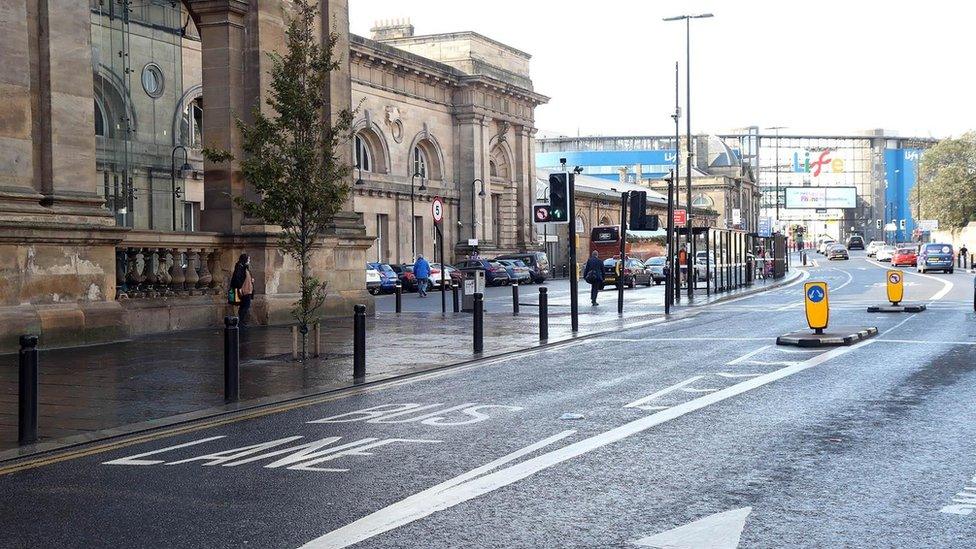 Outside Newcastle Central Station, Neville Street