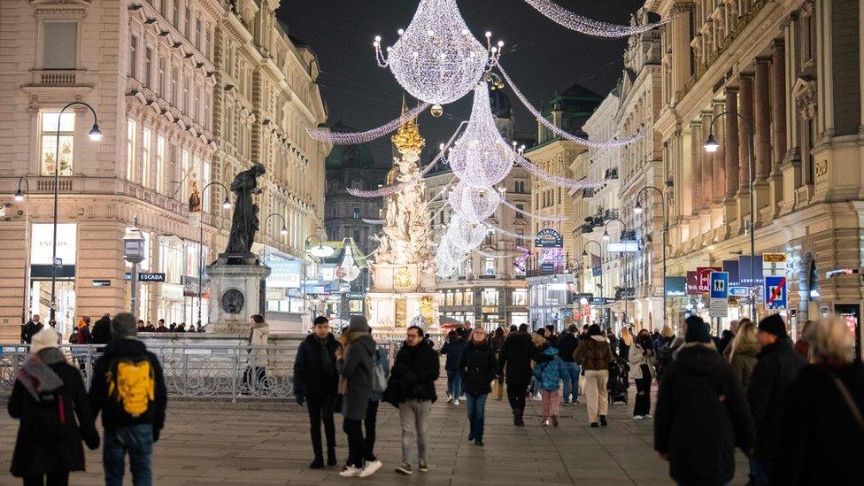 Crowds in the Austrian capital, Vienna