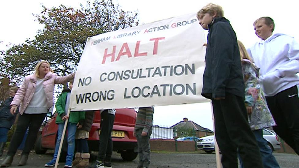 Protest outside Fenham Library