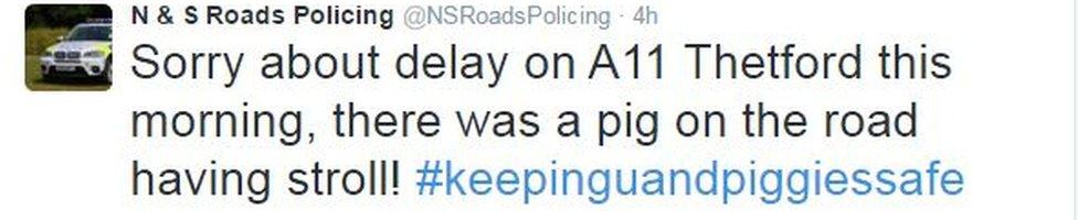 N & S Roads Policing tweet