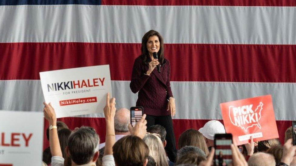 Haley seen at a camping rally in North Carolina on Saturday