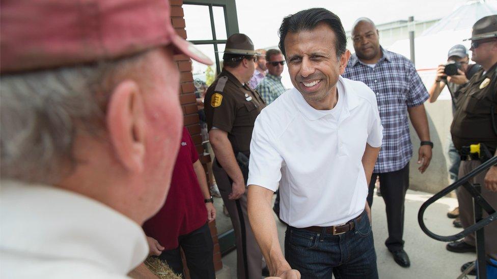 Bobby Jindal campaigning at the Iowa State Fair on August 22, 2015