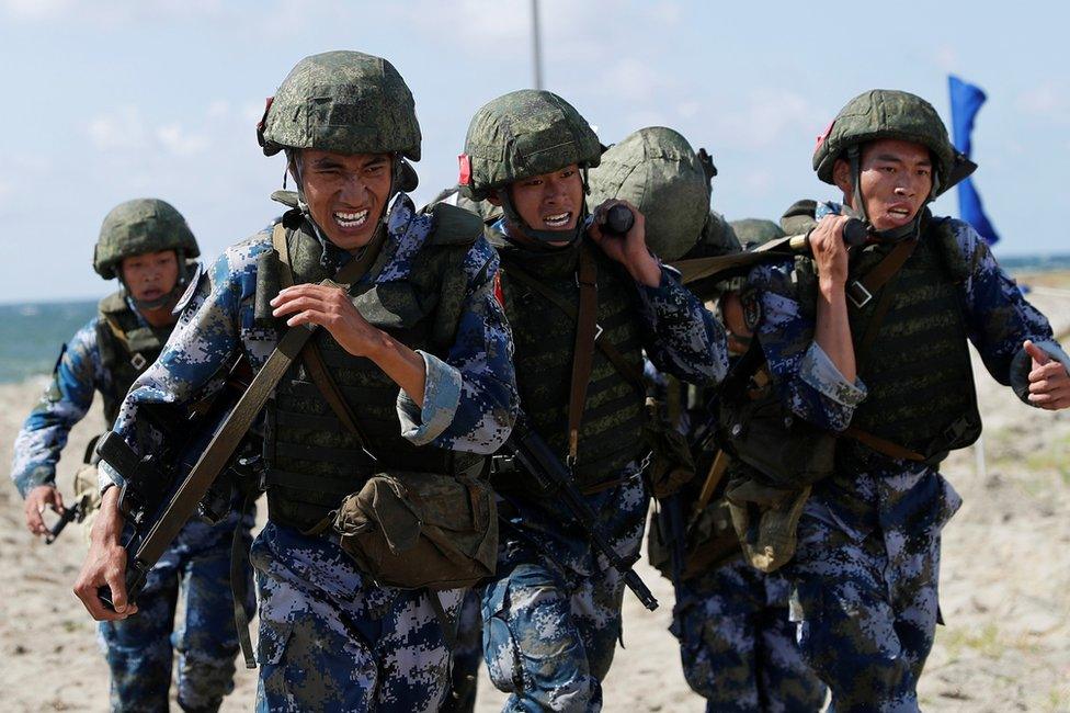 Marines from China take part in the International Army Games 2019 at the Khmelevka firing ground on the Baltic Sea coast in Kaliningrad Region, Russia August 8, 2019.