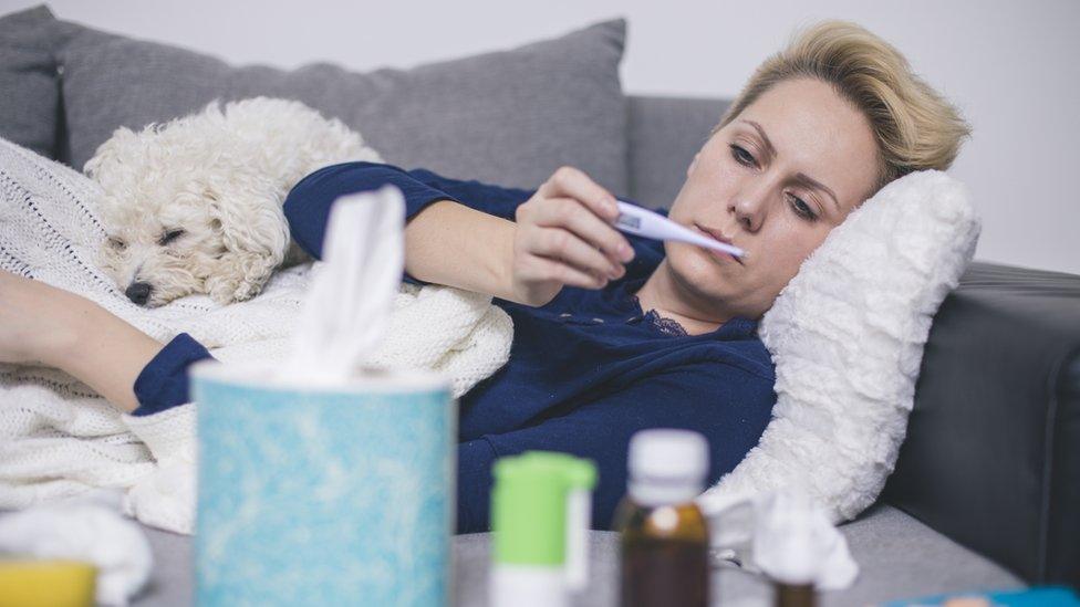 generic woman with flu