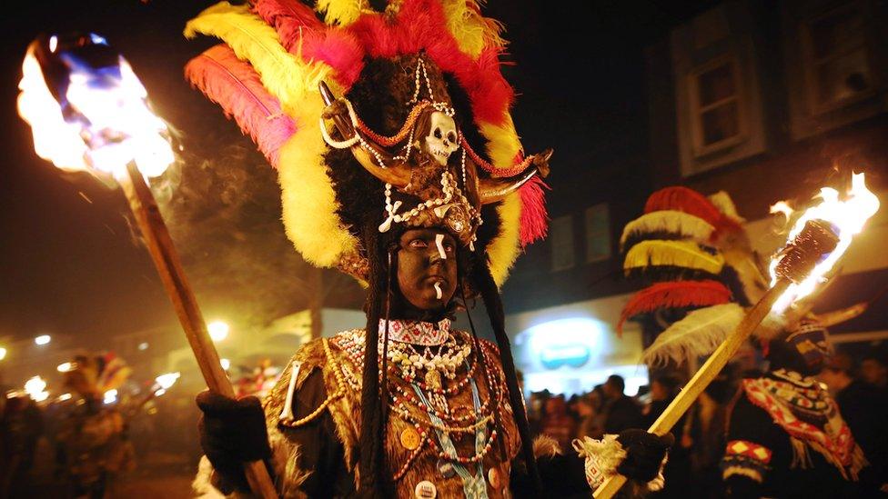 A Zulu costume used in previous years at the Lewes Bonfire