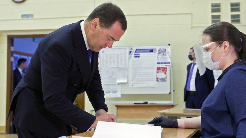 Dmitry Medvedev votes on Russia's constitutional reforms