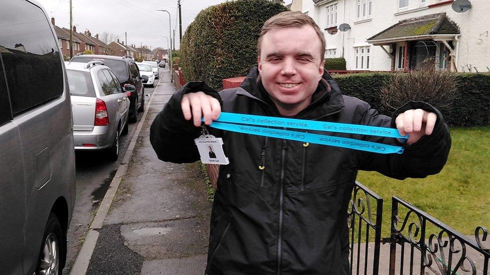 Cal with his bespoke lanyard