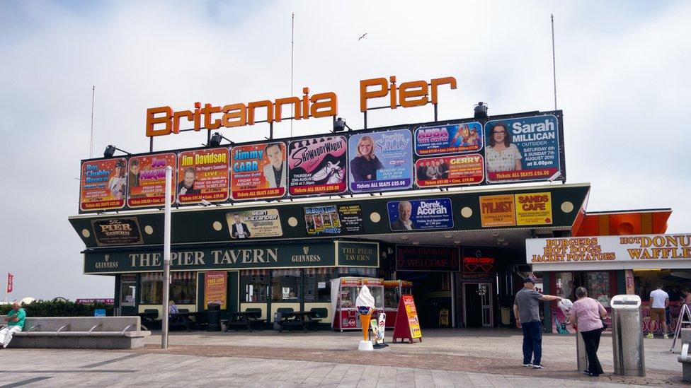 Signs at the entrance to the pier at Great Yarmouth