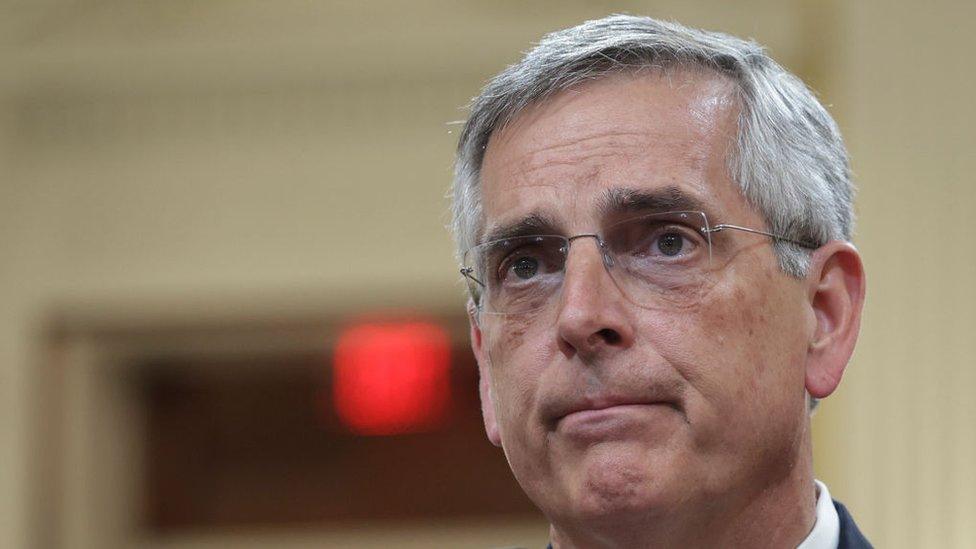 Brad Raffensperger, Georgia Secretary of State, testifies during the fourth hearing on the January 6th investigation in the Cannon House Office Building on June 21, 2022 in Washington, DC