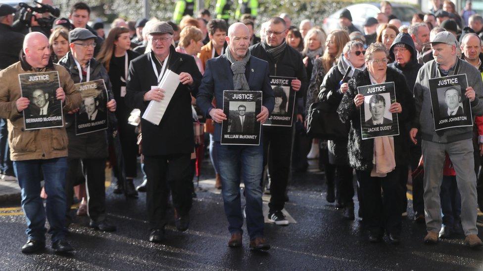 Relatives of some of those killed on Bloody Sunday after the announcement that one soldier was to be prosecuted