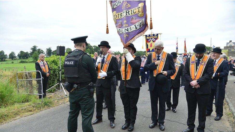 Orangemen at the Drumcree parade in 2022