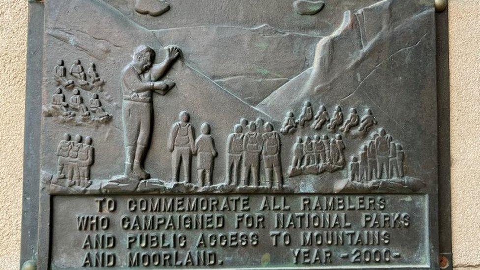 Kinder Trespass plaque in Sheffield Town Hall