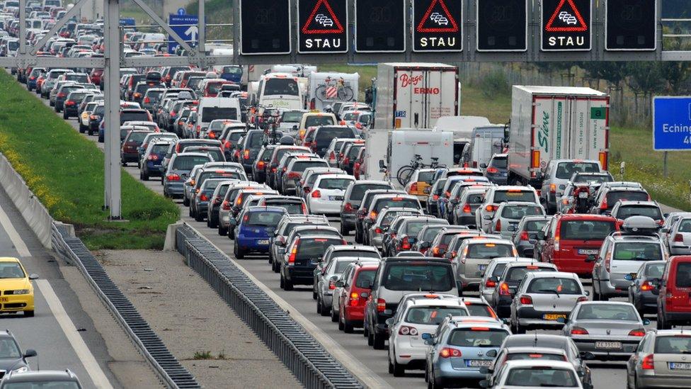 Motorway jam near Munich, 2011