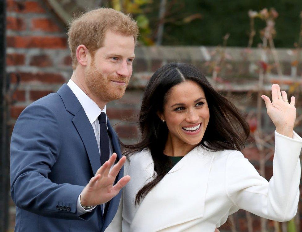 Prince Harry and Meghan Markle after announcing their engagement