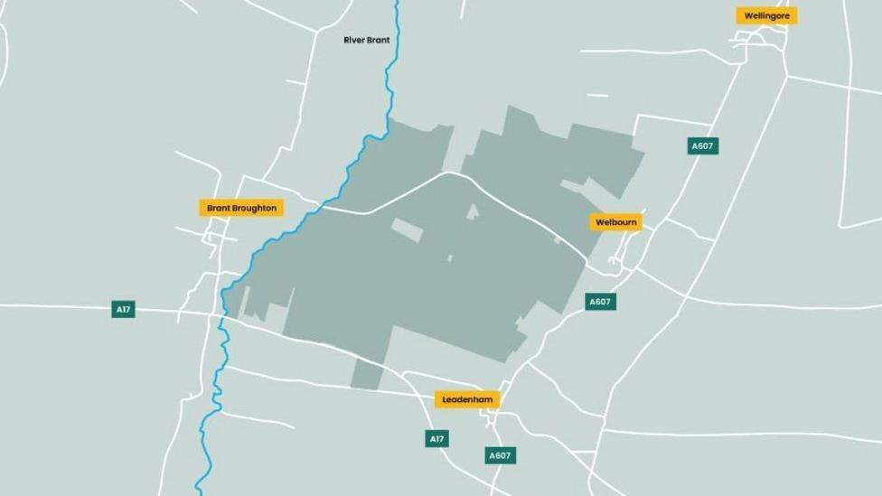 A map of where the solar farm could stretch in the area