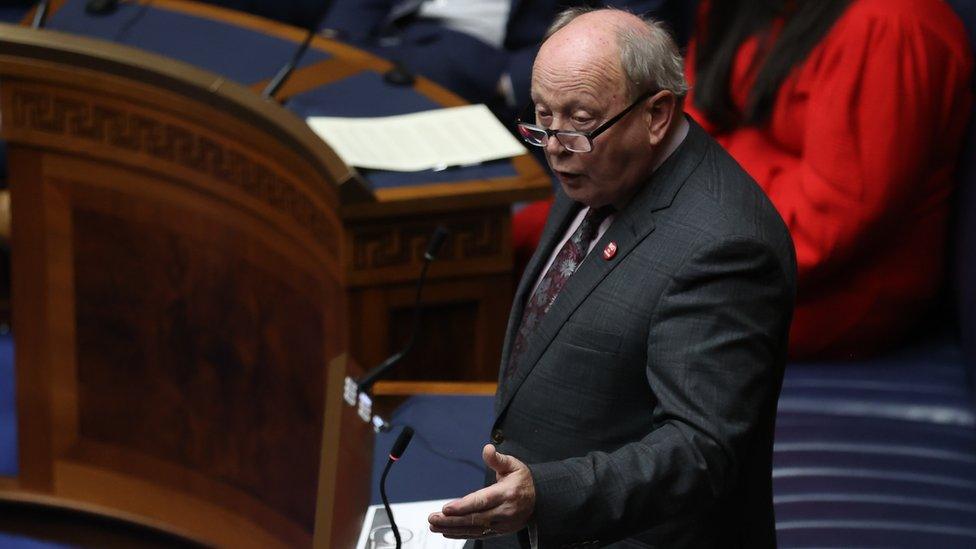 Jim Allister speaking in the assembly chamber