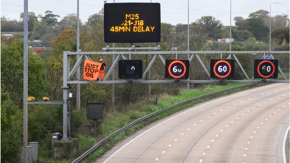 Just Stop Oil protesters on M25