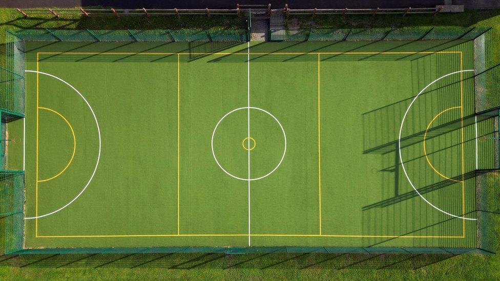 Birdseye view of a netball court