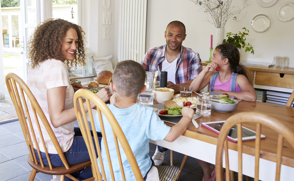 family around kitchen table