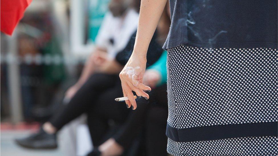 Stock image of woman smoking