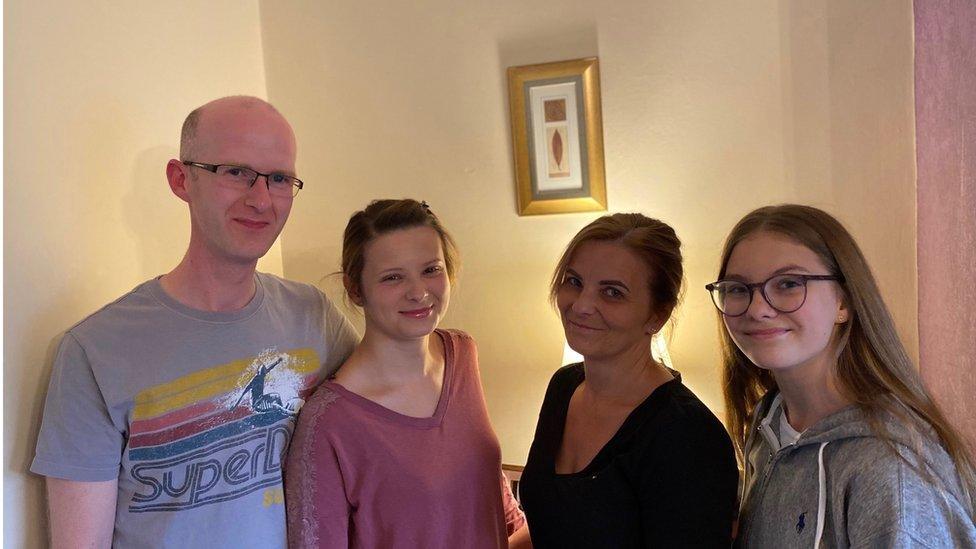 Wiktoria (right) with her three family members who tested positive for coronavirus